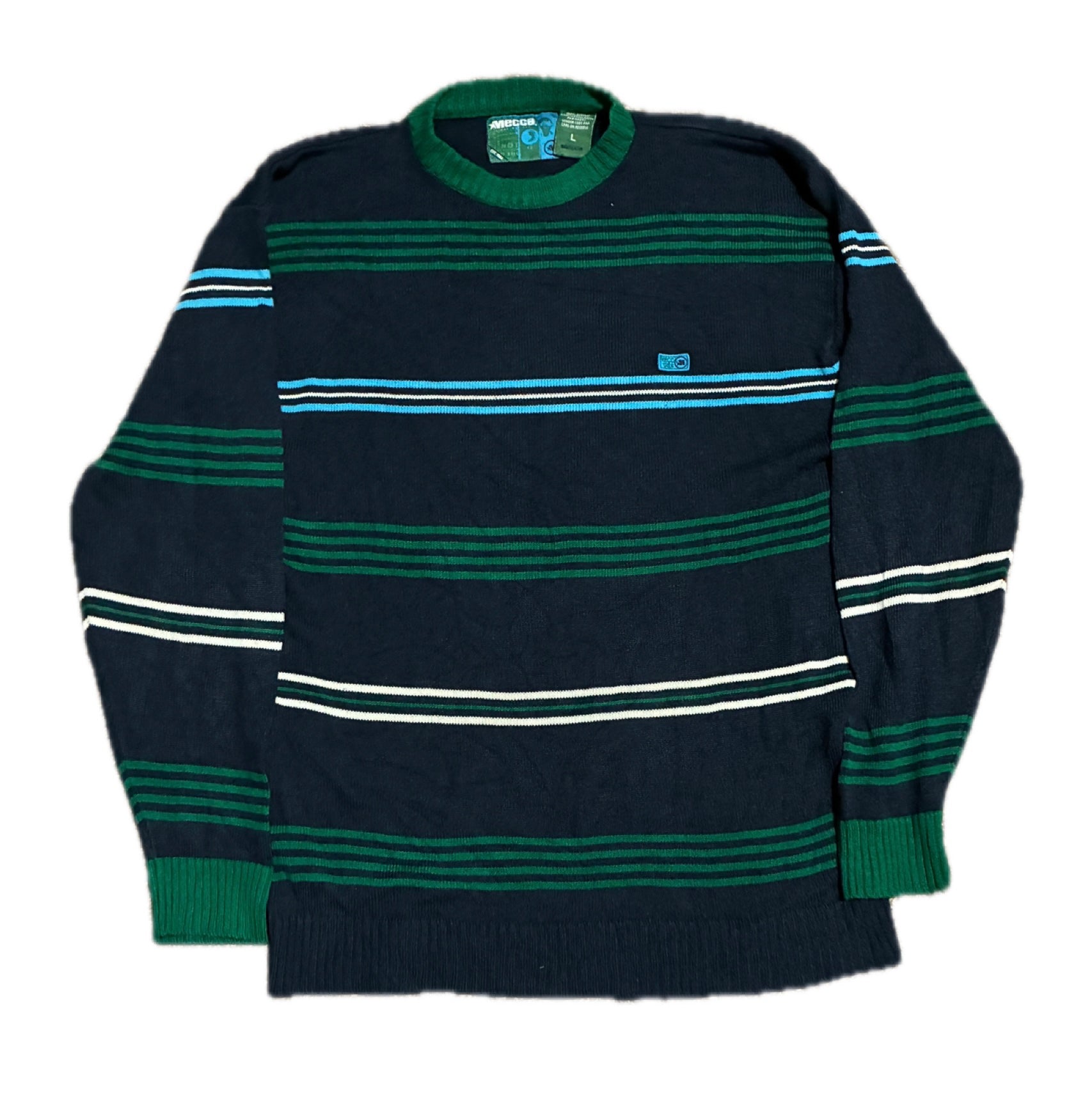 Vintage 2000s Mecca Striped Sweatshirt - L
