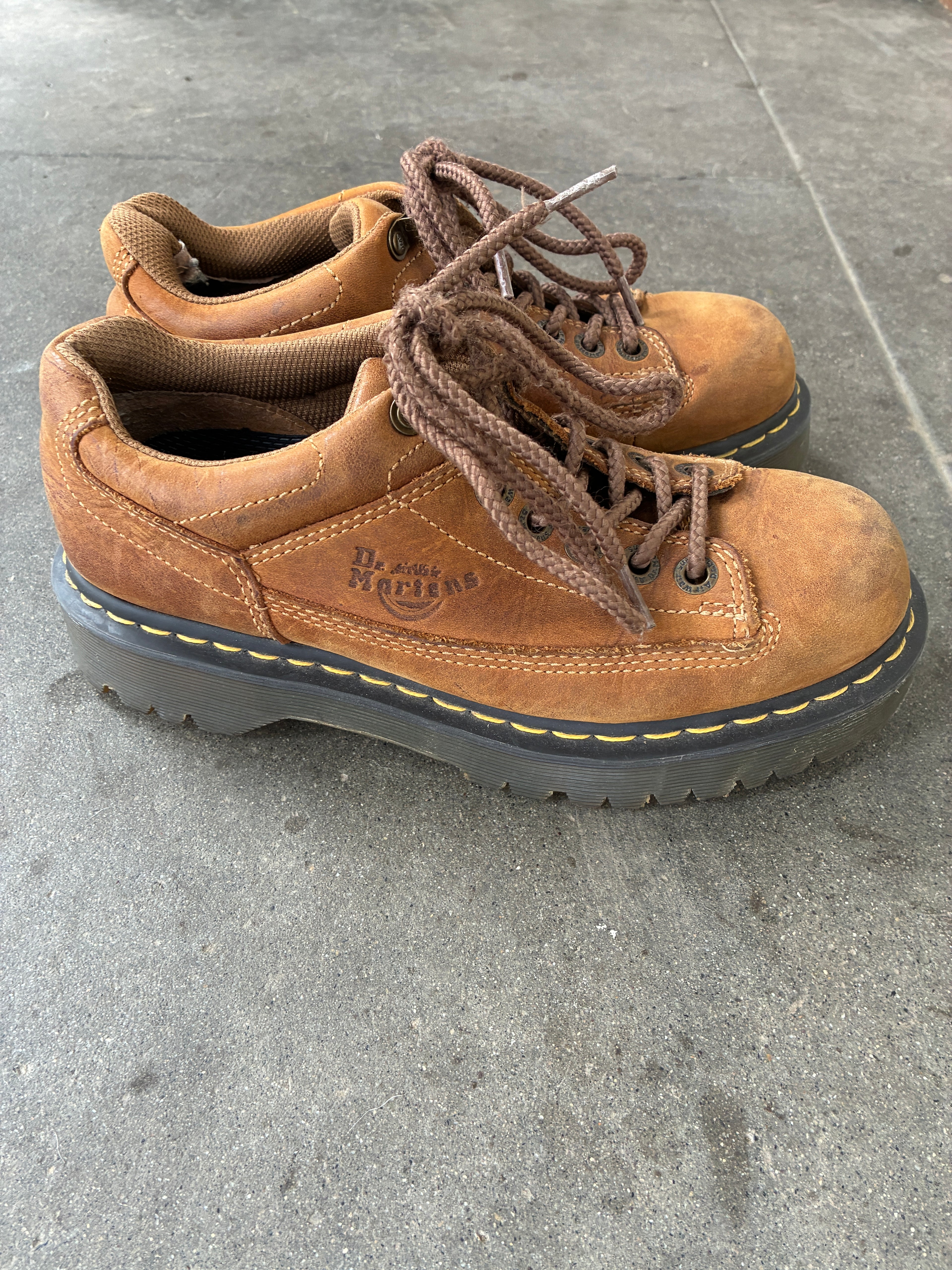 Dr. Martens Yellow-Stitched Lace Loafers - 7